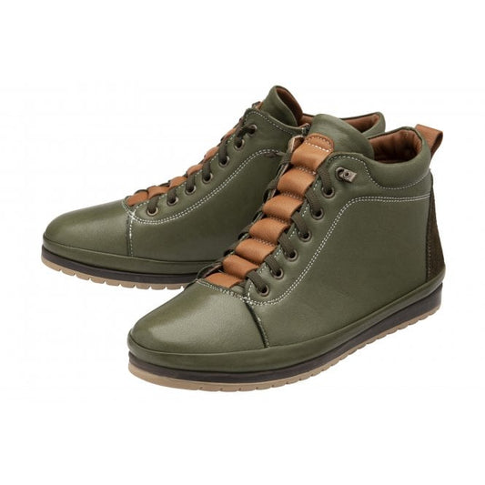  Khaki & Tan Leather Frida Ankle Boots | Lotus