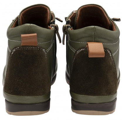  Khaki & Tan Leather Frida Ankle Boots | Lotus