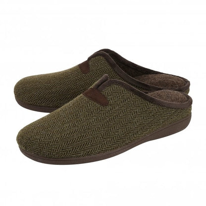  Khaki Textile Albert Slippers | Lotus