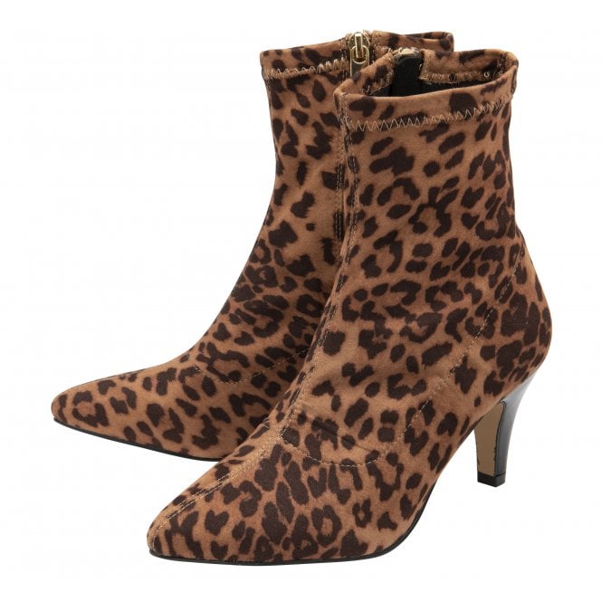  Leopard-Print Strech Microfibre Camilla Ankle Boots | Lotus