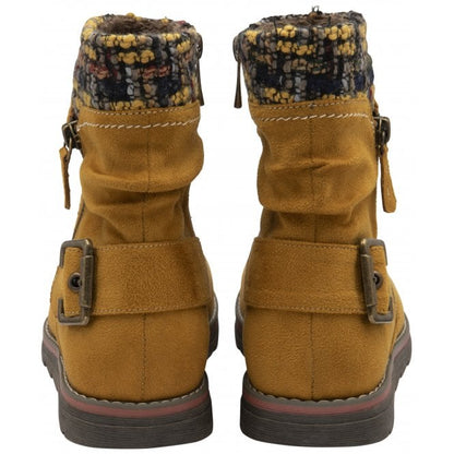  Mustard Textile Sandy Zip-Up Ankle Boots | Lotus