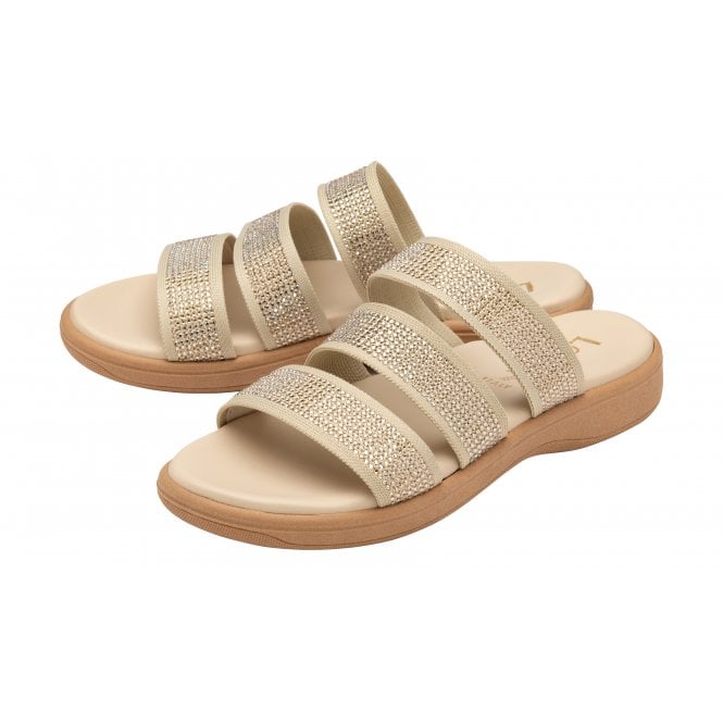  Natural & Diamante Olga Mule Sandals | Lotus