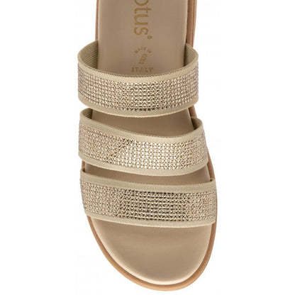  Natural & Diamante Olga Mule Sandals | Lotus