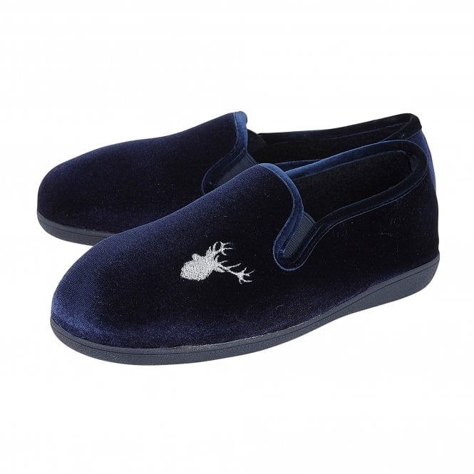  Navy Clarence Velour Slippers | Lotus