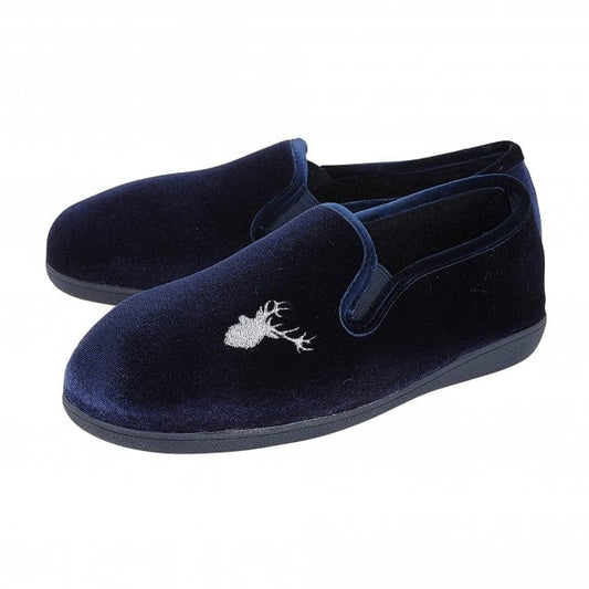  Navy Clarence Velour Slippers | Lotus
