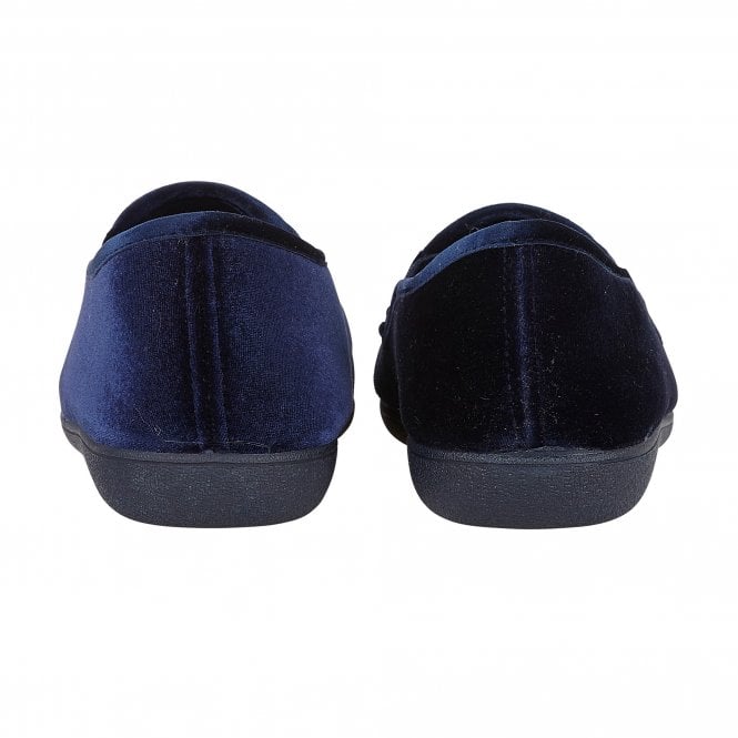  Navy Clarence Velour Slippers | Lotus