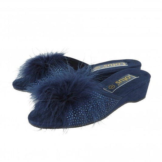  Navy & Diamante Allure Slippers | Lotus