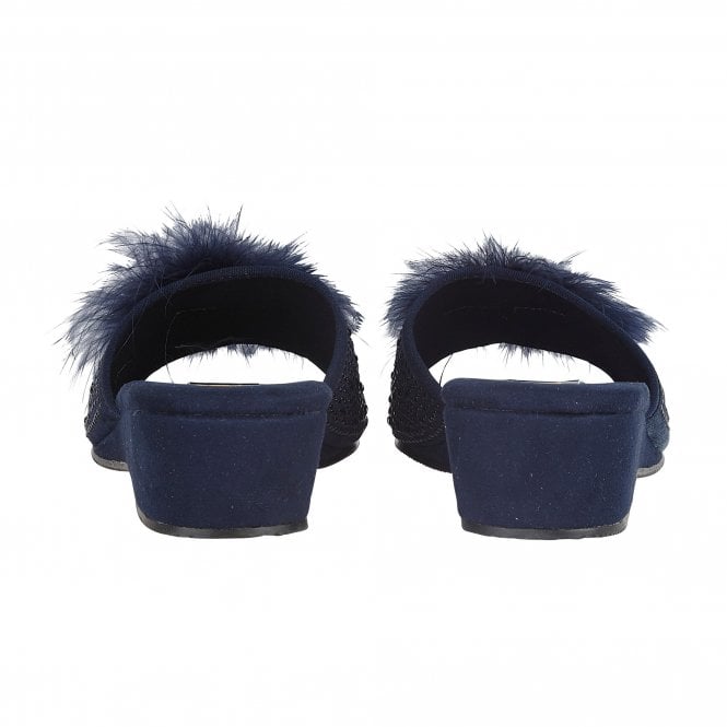  Navy & Diamante Allure Slippers | Lotus