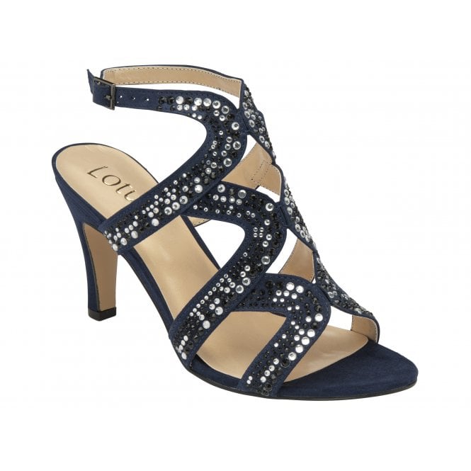  Navy & Diamante Kelsey Open-Toe Sandals | Lotus