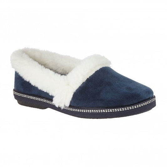  Navy Greta Textile Slippers | Lotus