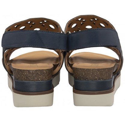  Navy Leather Melbourne Open-Toe Flatform Sandals | Lotus