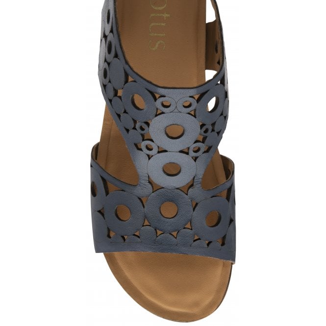  Navy Leather Melbourne Open-Toe Flatform Sandals | Lotus