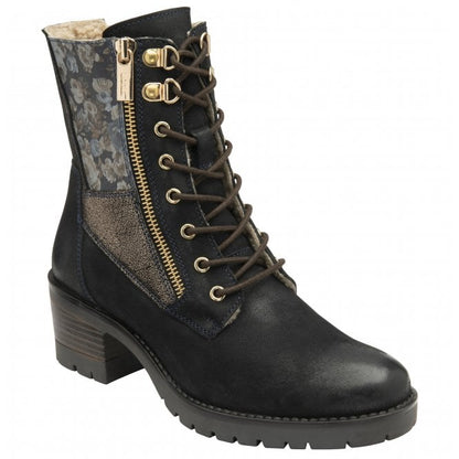  Navy Leather Oklahoma Zip-Up Ankle Boots | Lotus