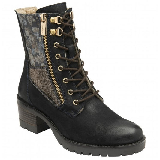  Navy Leather Oklahoma Zip-Up Ankle Boots | Lotus