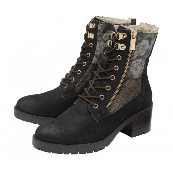  Navy Leather Oklahoma Zip-Up Ankle Boots | Lotus