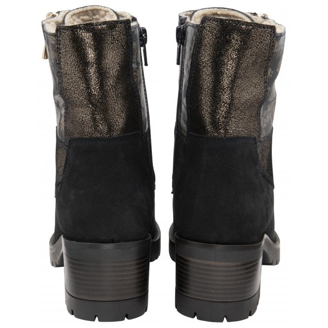  Navy Leather Oklahoma Zip-Up Ankle Boots | Lotus