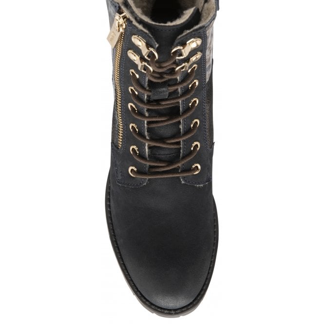  Navy Leather Oklahoma Zip-Up Ankle Boots | Lotus