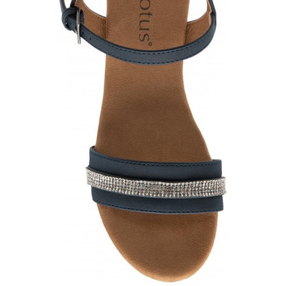  Navy Nantes Open-Toe Wedge Sandals | Lotus