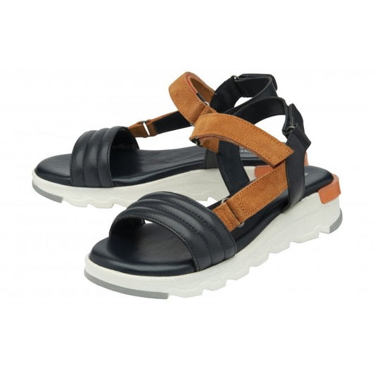 Navy & Orange Leather Verena Open-Toe Sandals | Stressless By Lotus
