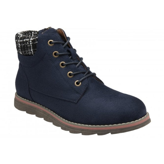  Navy Textile Cedar Ankle Boots | Lotus