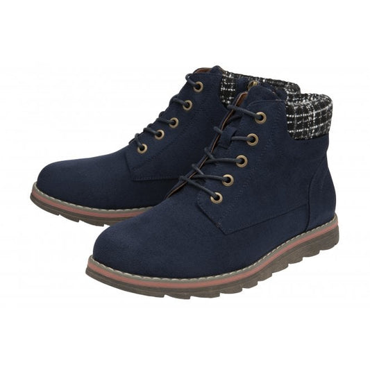  Navy Textile Cedar Ankle Boots | Lotus