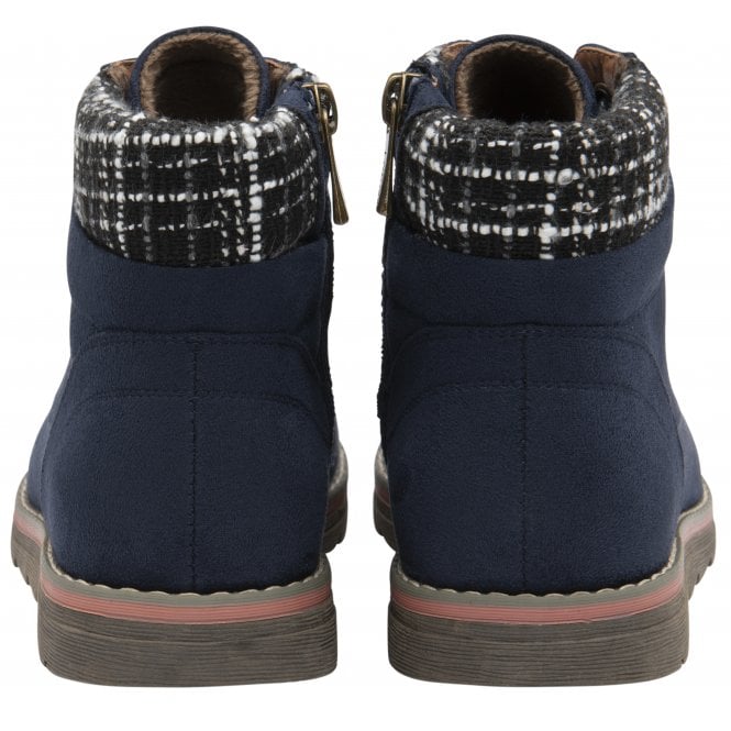  Navy Textile Cedar Ankle Boots | Lotus