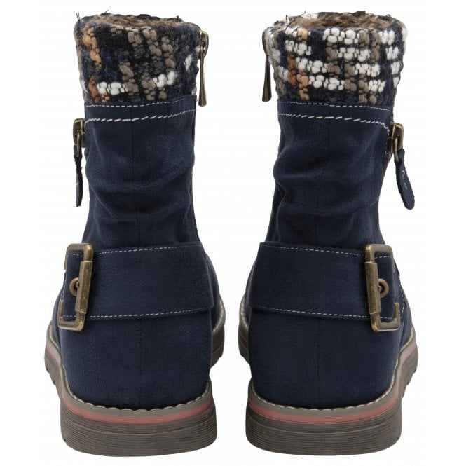  Navy Textile Sandy Zip-Up Ankle Boots | Lotus