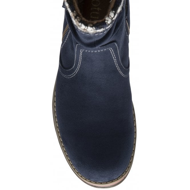  Navy Textile Sandy Zip-Up Ankle Boots | Lotus