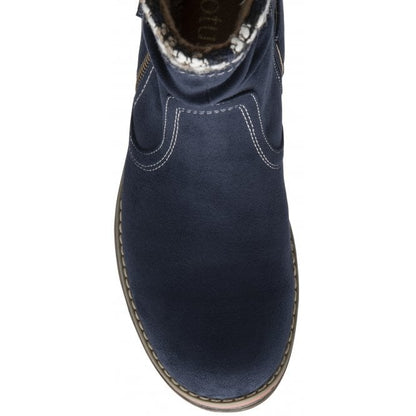 Navy Textile Sandy Zip-Up Ankle Boots | Lotus