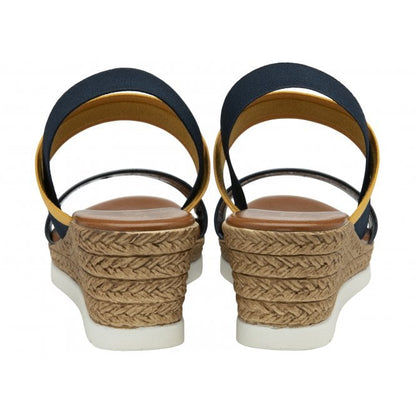  Navy & Yellow Rosatta Wedge Sandals | Lotus