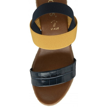  Navy & Yellow Rosatta Wedge Sandals | Lotus