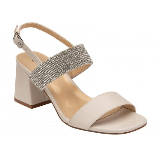  Nude & Diamante Elisena Open-Toe Block Heel Sandals | Lotus