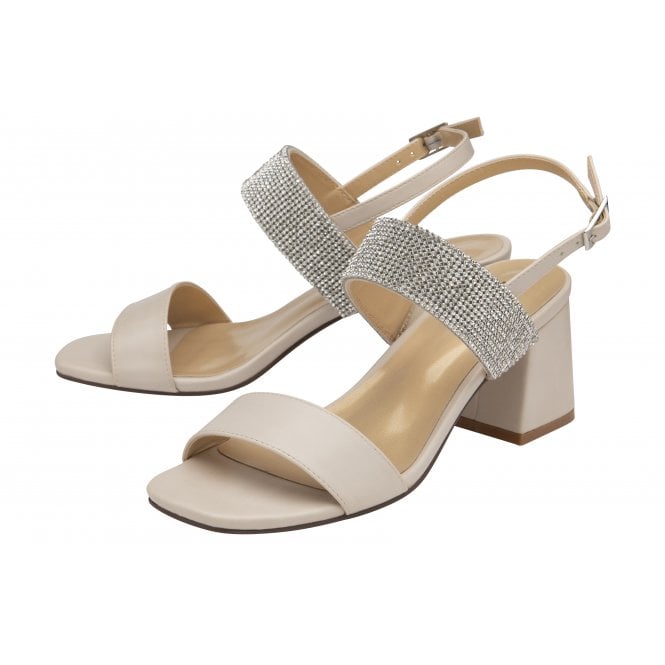  Nude & Diamante Elisena Open-Toe Block Heel Sandals | Lotus