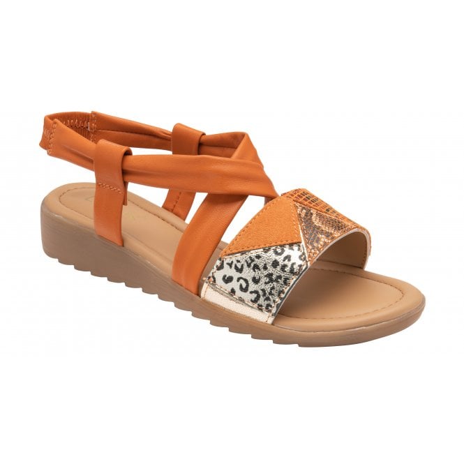  Orange Leather Evette Open-Toe Sandals | Lotus