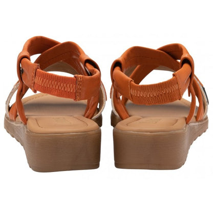  Orange Leather Evette Open-Toe Sandals | Lotus