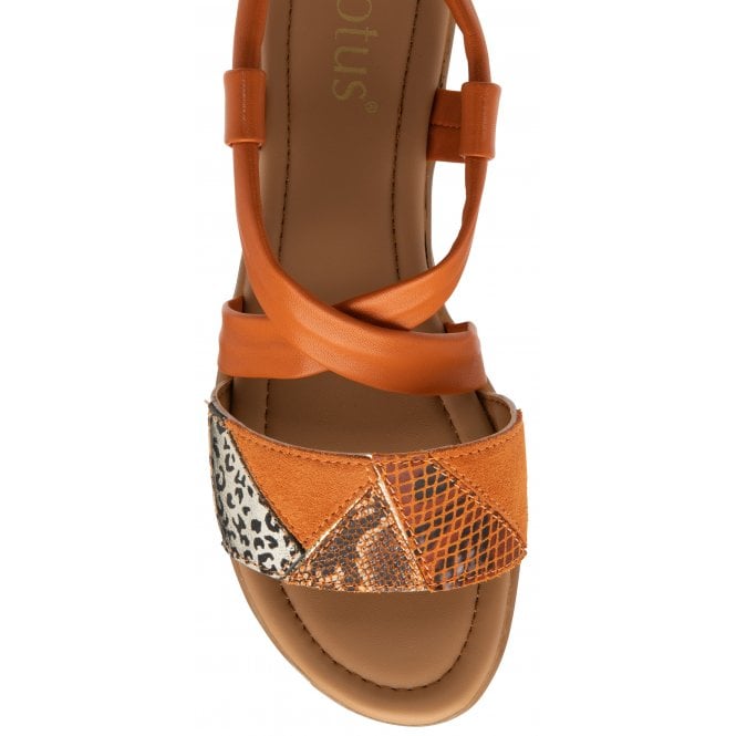  Orange Leather Evette Open-Toe Sandals | Lotus