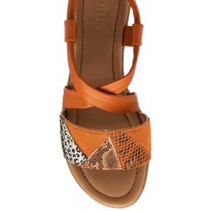  Orange Leather Evette Open-Toe Sandals | Lotus