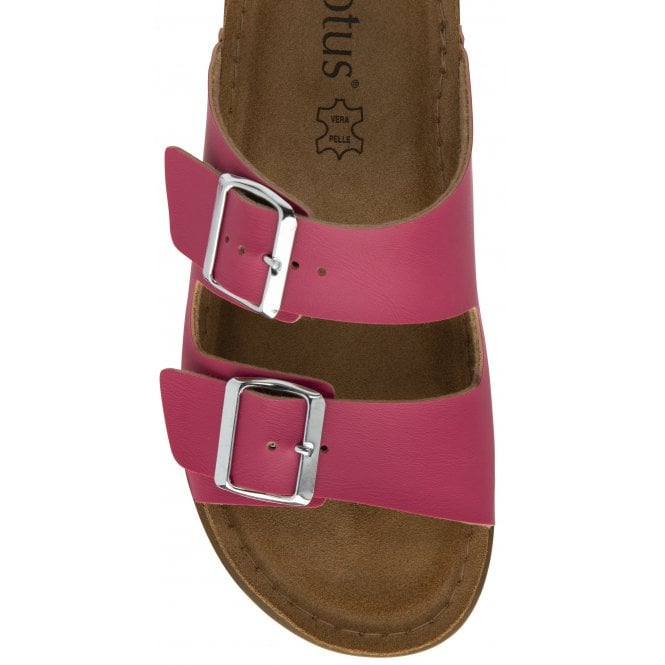  Raspberry Cortona Open-Toe Mule Sandals | Lotus
