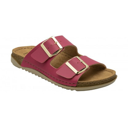  Raspberry Cortona Open-Toe Mule Sandals | Lotus