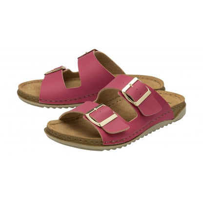  Raspberry Cortona Open-Toe Mule Sandals | Lotus