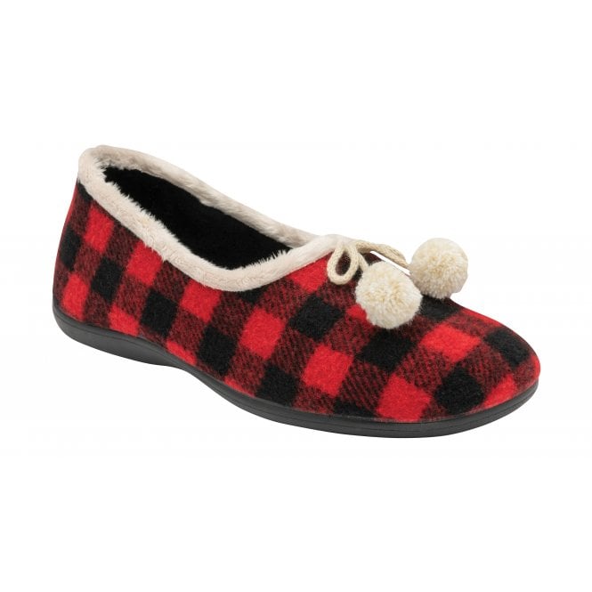  Red-Check Pippa Full Shoe Slippers | Lotus