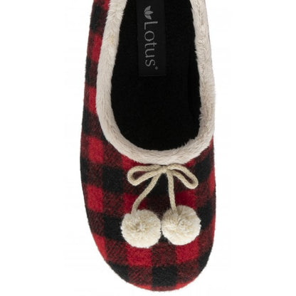  Red-Check Pippa Full Shoe Slippers | Lotus