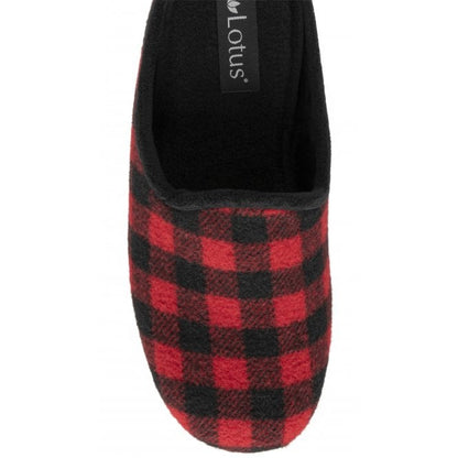  Red Check Textile Fletcher Mule Slippers | Lotus