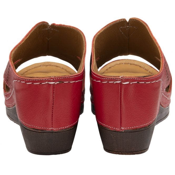  Red Leather Genevieve Mule Sandals | Lotus