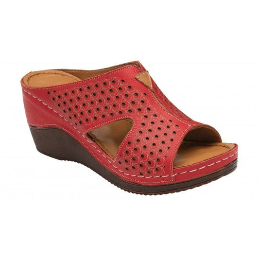  Red Leather Genevieve Mule Sandals | Lotus