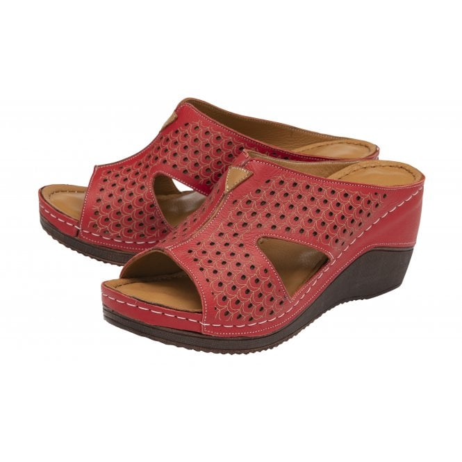  Red Leather Genevieve Mule Sandals | Lotus