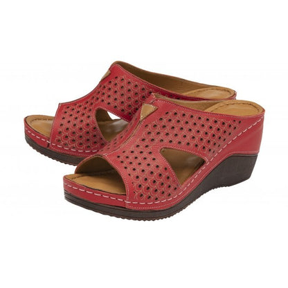  Red Leather Genevieve Mule Sandals | Lotus