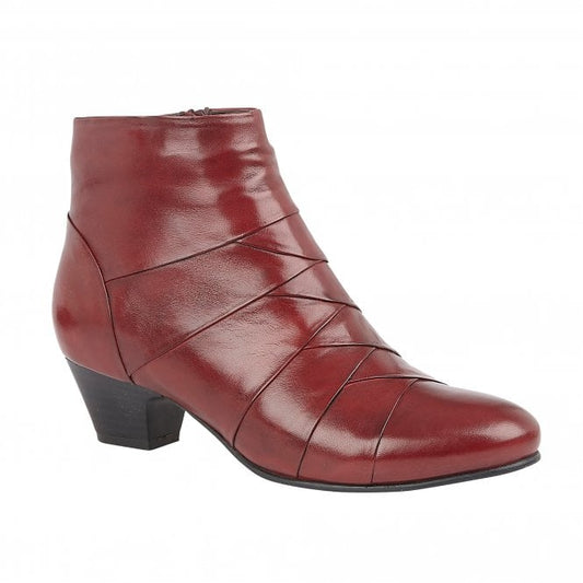  Red Leather Tara Ankle Boots | Lotus