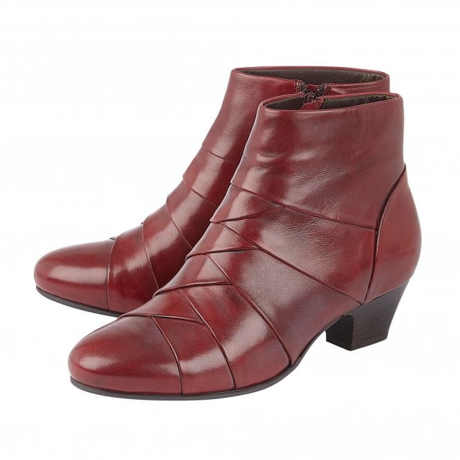  Red Leather Tara Ankle Boots | Lotus