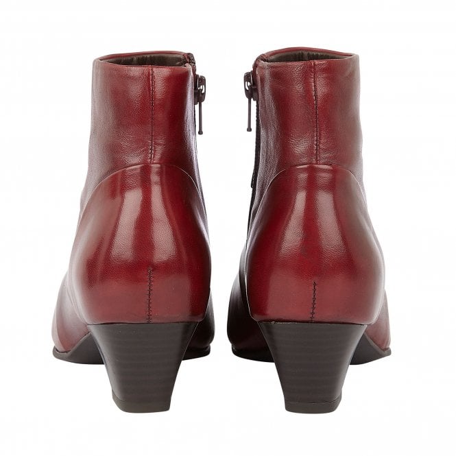  Red Leather Tara Ankle Boots | Lotus